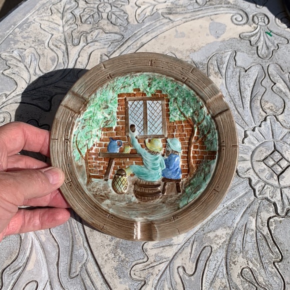 H J Wood Ltd Other - Vintage English Tobacco Collectible Hand Painted Pottery Tavern Ashtray